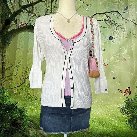 Vintage Tommy Hilfiger Babydoll 3/4 Sleeve Sweater Size L - Picture 1 of 8